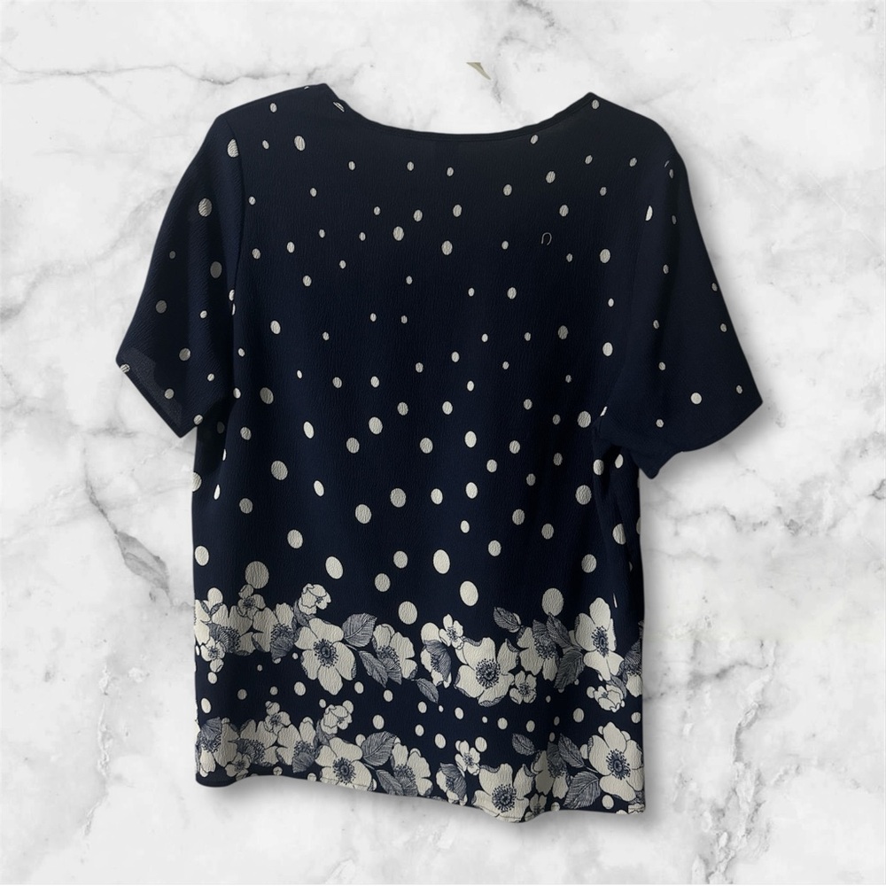 Emery Rose Navy Polka Dot Blouse EUC - Picture 3 of 4